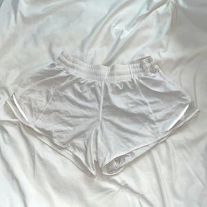 White Lululemon athletic shorts